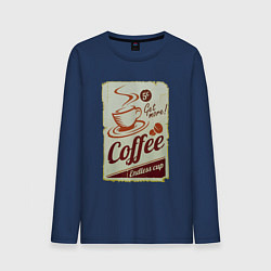 Лонгслив хлопковый мужской Coffee Cup Retro, цвет: тёмно-синий