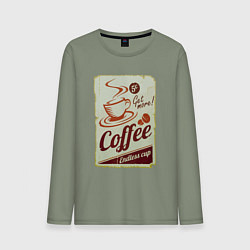 Лонгслив хлопковый мужской Coffee Cup Retro, цвет: авокадо