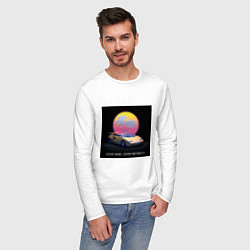 Лонгслив хлопковый мужской Stay Rad, Stay Retro Retrowave, цвет: белый — фото 2