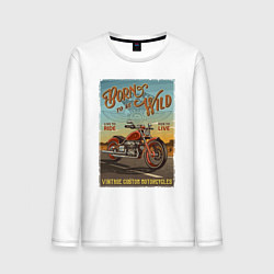 Лонгслив хлопковый мужской Born to be wild!, цвет: белый
