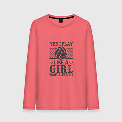 Лонгслив хлопковый мужской Play - Like A Girl, цвет: коралловый