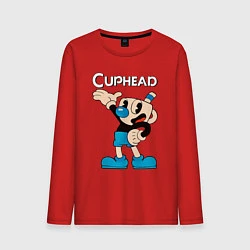 Лонгслив хлопковый мужской Cuphead синяя чашечка, цвет: красный