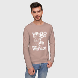 Лонгслив хлопковый мужской WE GO TO THE NEW WORLD ВАНПИС, цвет: пыльно-розовый — фото 2