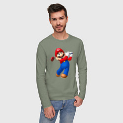 Лонгслив хлопковый мужской Марио - крутейший гольфист Super Mario, цвет: авокадо — фото 2