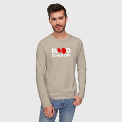 Лонгслив хлопковый мужской Blood Donor Day, цвет: миндальный — фото 2