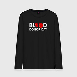 Лонгслив хлопковый мужской Blood Donor Day, цвет: черный