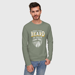 Лонгслив хлопковый мужской Эта борода занята, цвет: авокадо — фото 2
