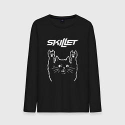 Лонгслив хлопковый мужской Skillet Рок кот, цвет: черный