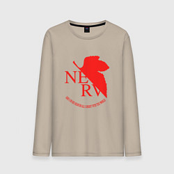 Лонгслив хлопковый мужской Nerv в Neon Genesis Evangelion, цвет: миндальный