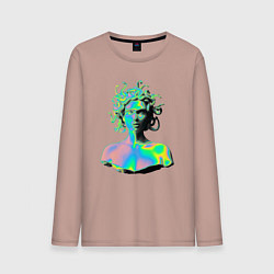 Лонгслив хлопковый мужской Gorgon Medusa Vaporwave Neon, цвет: пыльно-розовый