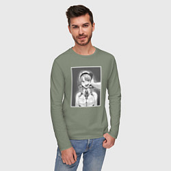 Лонгслив хлопковый мужской Ахегао ahegao, цвет: авокадо — фото 2