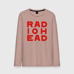 Лонгслив хлопковый мужской Radiohead большое красное лого, цвет: пыльно-розовый