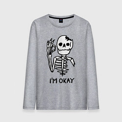 Мужской лонгслив Im okay! Skeleton Я в порядке! Жест