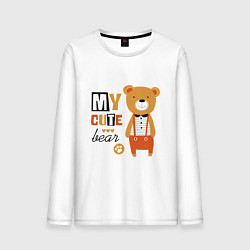 Лонгслив хлопковый мужской МОЙ МИЛЫЙ МИШКА MY CUTE BEAR, цвет: белый