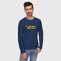 Лонгслив хлопковый мужской ZZ top logo, цвет: тёмно-синий — фото 2