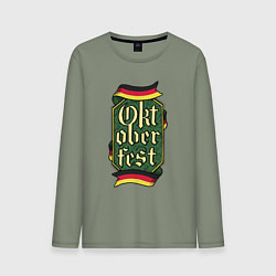Лонгслив хлопковый мужской Эмблема Октоберфеста Oktoberfest Emblem, цвет: авокадо