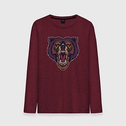 Лонгслив хлопковый мужской Медведь - Х1, цвет: меланж-бордовый
