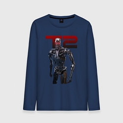 Лонгслив хлопковый мужской Terminator 2 - T800, цвет: тёмно-синий