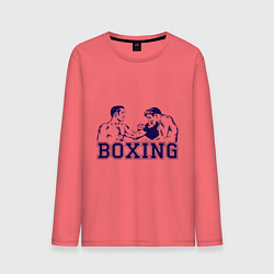 Лонгслив хлопковый мужской Бокс Boxing is cool, цвет: коралловый