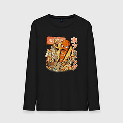 Лонгслив хлопковый мужской Хотдожный монстр, цвет: черный