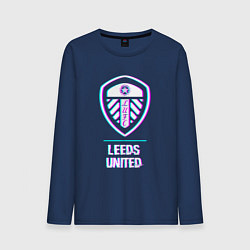 Лонгслив хлопковый мужской Leeds United FC в стиле Glitch, цвет: тёмно-синий