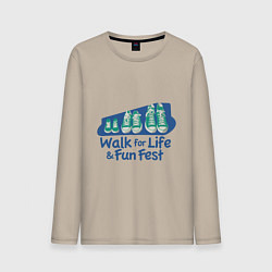 Лонгслив хлопковый мужской WALK FOR LIFE FUN FEST, цвет: миндальный