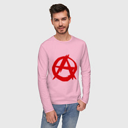 Лонгслив хлопковый мужской Символ анархии цвета светло-розовый — фото 2