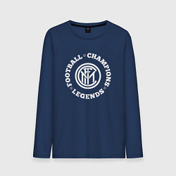 Лонгслив хлопковый мужской Символ Inter и надпись Football Legends and Champi, цвет: тёмно-синий