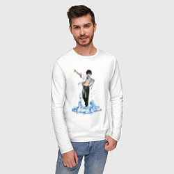 Лонгслив хлопковый мужской Грей на льду, цвет: белый — фото 2