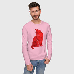 Лонгслив хлопковый мужской Котик минимализм, цвет: светло-розовый — фото 2