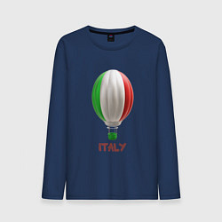 Лонгслив хлопковый мужской 3d aerostat Italy flag, цвет: тёмно-синий
