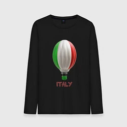 Лонгслив хлопковый мужской 3d aerostat Italy flag, цвет: черный