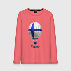 Лонгслив хлопковый мужской 3d aerostat Finland flag, цвет: коралловый
