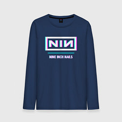 Лонгслив хлопковый мужской Nine Inch Nails Glitch Rock, цвет: тёмно-синий