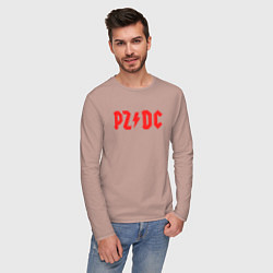 Лонгслив хлопковый мужской PZDC ACDC, цвет: пыльно-розовый — фото 2