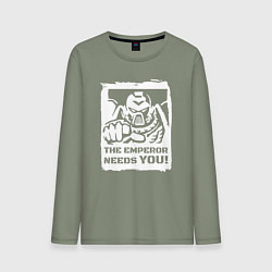 Лонгслив хлопковый мужской Император нуждается в тебе! Белый постер, цвет: авокадо