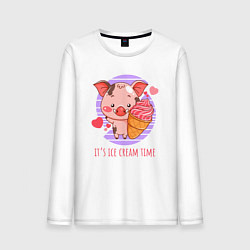 Лонгслив хлопковый мужской Время мороженого, цвет: белый