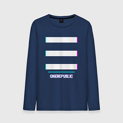 Лонгслив хлопковый мужской OneRepublic Glitch Rock, цвет: тёмно-синий