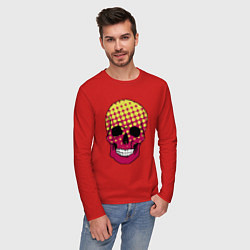 Лонгслив хлопковый мужской Pop-art skull, цвет: красный — фото 2