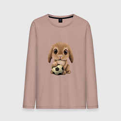 Лонгслив хлопковый мужской Футбол - Кролик, цвет: пыльно-розовый