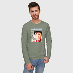 Лонгслив хлопковый мужской Юрий Шатунов в юности, цвет: авокадо — фото 2