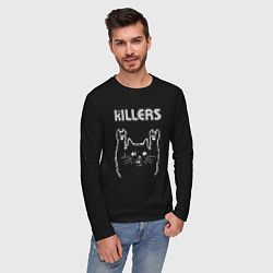 Лонгслив хлопковый мужской The Killers рок кот, цвет: черный — фото 2