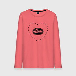 Лонгслив хлопковый мужской Лого PSV в сердечке, цвет: коралловый