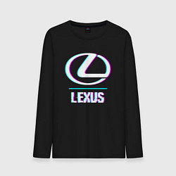 Лонгслив хлопковый мужской Значок Lexus в стиле glitch, цвет: черный