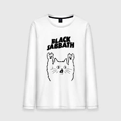 Лонгслив хлопковый мужской Black Sabbath - rock cat, цвет: белый