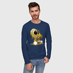 Лонгслив хлопковый мужской Разложившийся Гомер Симпсон - ужас, цвет: тёмно-синий — фото 2
