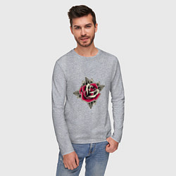 Лонгслив хлопковый мужской Бутон розы, цвет: меланж — фото 2