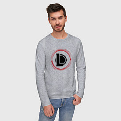 Лонгслив хлопковый мужской Символ League of Legends и красная краска вокруг, цвет: меланж — фото 2
