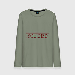 Лонгслив хлопковый мужской Dark Souls - You Died, цвет: авокадо