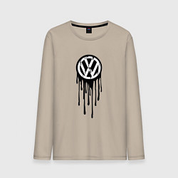 Лонгслив хлопковый мужской Volkswagen - art logo, цвет: миндальный